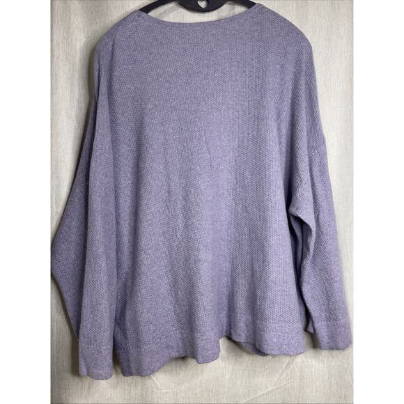 Pure Jill Top Sz Medium -Purple-Cashmere Blend Waffle Knit Boxy Comfy Casual - Picture 5 of 8